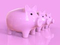 Three Sizes of Pink Piggy Bank for Saving Money